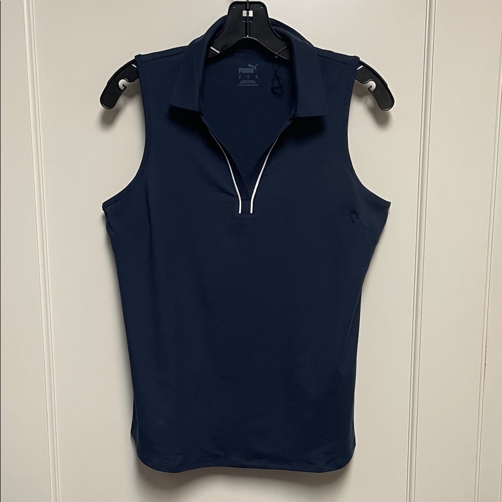 Puma Women's Navy Sleeveless Polo Top